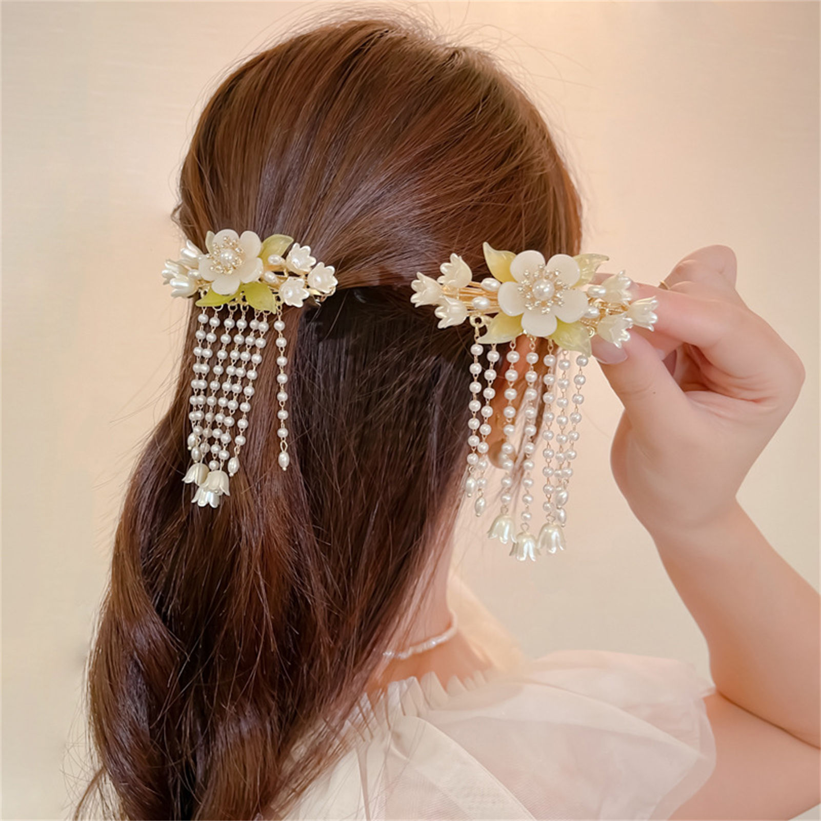 Vintage Flower Tassel Hair Cli - Orchid Phalaenopsis recensie en prijs